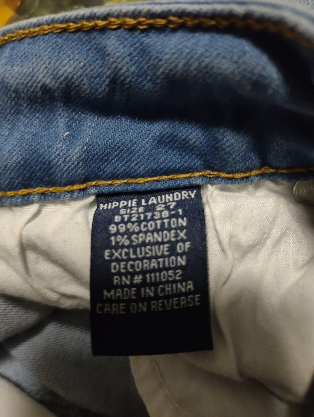 HippyLaundry Blue  denim Jeans with Pink And White and Red and Purple Flowers